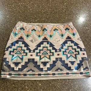 Express Sequin Aztec Skirt Small